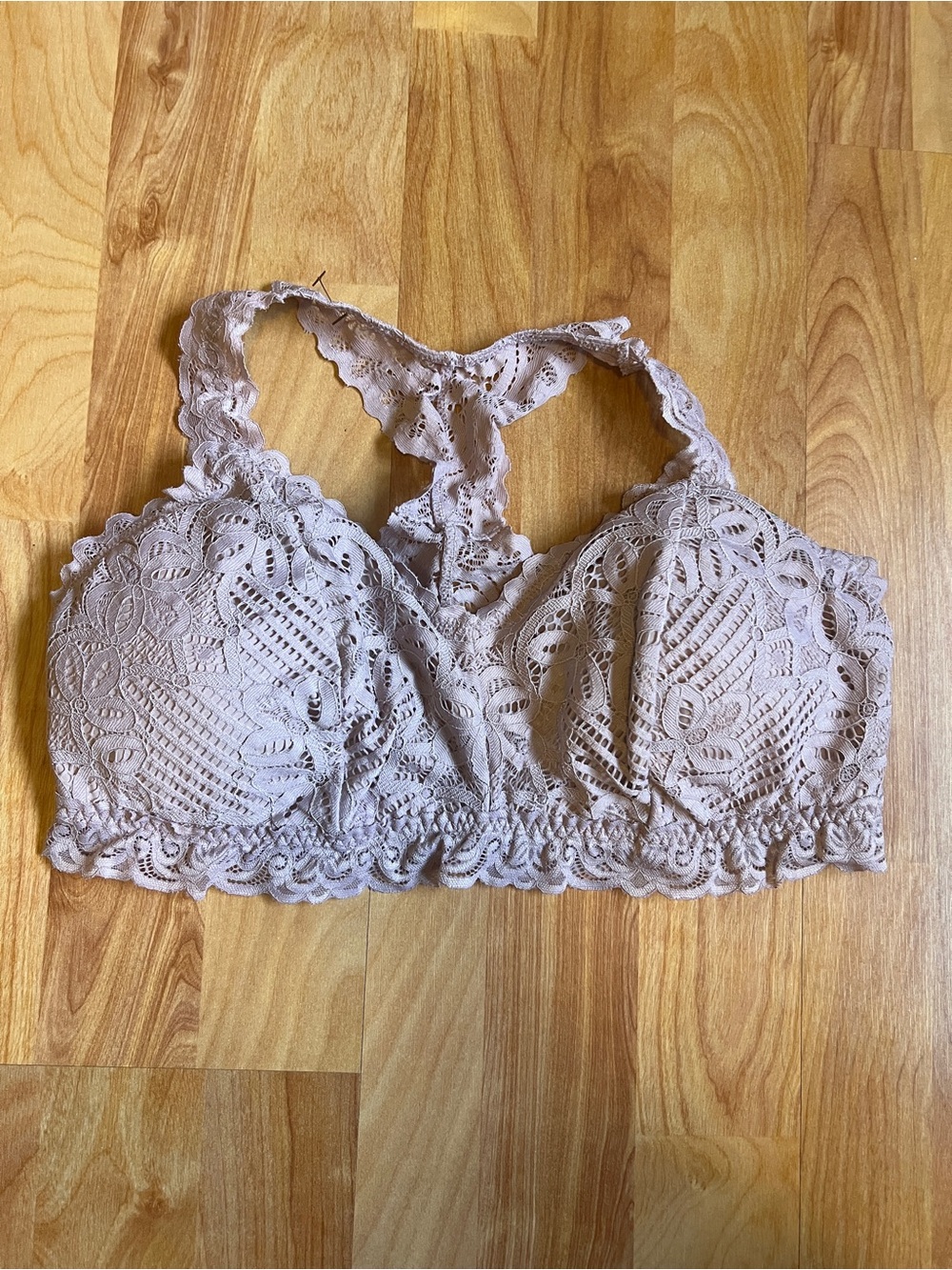 VGUC Maurices Lace Halter Racerback Bralette Dusty Mauve includes pads sz Med - Picture 7 of 8